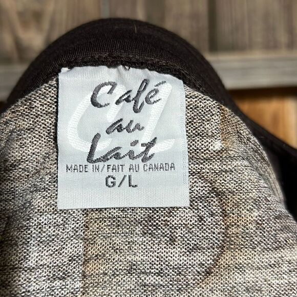 Cafe au Lait top tunic brown tan gold hardware Canada Large FIRM on PRICE NWT - Picture 2 of 8